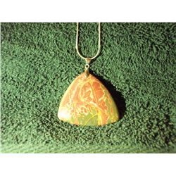 PICASSO JASPER TRILLIUM SHAPED PENDANT ON A .925 STAMPED SILVER CHAIN (L835-11)