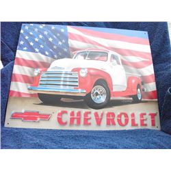 METAL SIGN "CHEVROLET TRUCK/USA FLAG"