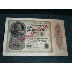 1922 GERMAN 1000 HYPER INFLATION OVERPRINT 1,000,000 MAKR BANK NOTE (L835-14)