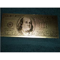.999 FINE GOLD PLATED US $100.00 BANK NOTE (L835-16)