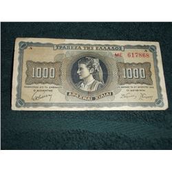 1942 GREEK 1000 DRACHMA BANK NOTE (L835-18)