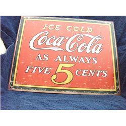 METAL SIGN "COCA COLA 5 CENTS"