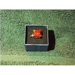 STAMPED .925 SILVER GARNET AND WHITE TOPAZ RING (L835-20)