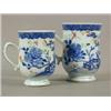 Image 1 : Two late 18th century Chinese export mugs, with underglaze blue decoration, and touches of polych...