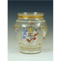 A late 19th century Bohemian soda glass vase with enamel and gilt decoration Est. 200/300...