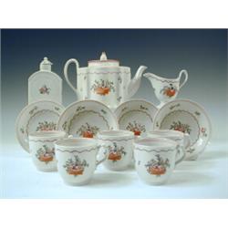 A New Hall part tea service pattern N. 171, comprising a teapot and cover of commode shape, a mil...