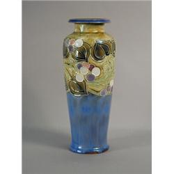 A Royal Doulton stoneware vase, with stylised tubed berry and leaf decoration, possibly by James...