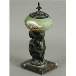 A French porcelain bronze and marble figural lamp, 24cm Est. 150/180...