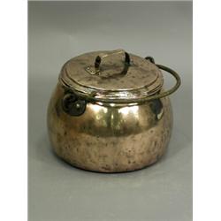 An antique copper cauldron with a lid, 44cm diameter Est. 150/180...