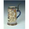 Image 1 : A Mettlach pewter mounted beer stein, with a tavern type scene and verse, impressed marks to unde...