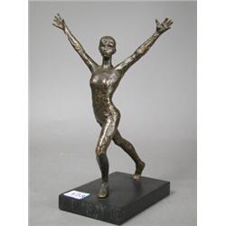 Marie Machen SPS, SWA bronze sculpture, dancing study of a ballerina, upon a square marble base,...