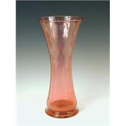 A large 19th century cranberry glass vase on a clear foot with ground pontil, 40cm high Est. 180/...