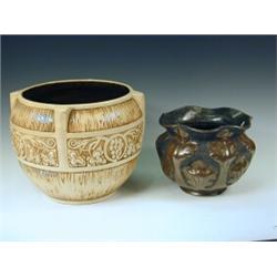 Two Bretby Art pottery jardinieres, each with impressed marks 'England' and numbered '2386 K' and...