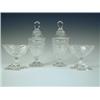 Image 1 : A pair of moulded and cut glass Regency style sweetmeat jars and covers and a pair of salts (A/F)...