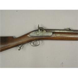 A 19th century percussion gun, with flip up sights, ram rod, barrel 99cm Est. 200/300...