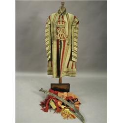 An Edward VII Tower of London Tambart, with the Royal cipher to the chest, with various tassels a...