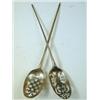 Image 1 : Two 18th century silver mote spoons, each with a pierced patterned bowl (marks compressed illegib...
