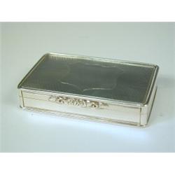A Victorian silver table box, with engine turned decoration, makers mark N.M., London, 1850, 8.5c...