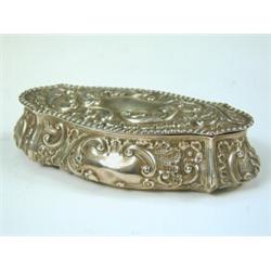 An early Edwardian silver dressing table box, Chester 1901, makers initials W.N., 14cm long Est....