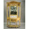 Image 1 : A late Victorian light oak hall stand, with a central bevel edged mirror above three printed tile...