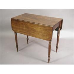 A 19th century mahogany Pembroke table, with a single frieze drawer, on ring turned legs, 80cm wi...