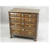 Image 1 : A 17th century chest of drawers, the four long drawers with geometric mouldings within applied bo...