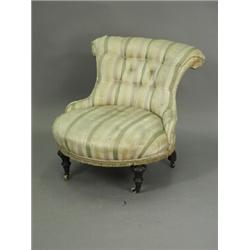 A Victorian nursing chair, with a button back, (for re-upholstery) Est. 150/180...