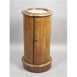 A Victorian mahogany circular pot cupboard, with a marble top, on a plinth base, 72cm high Est. 2...