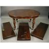 Image 1 : A Victorian mahogany extending dining table, with three leaves and a winding handle, on turned ga...