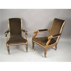 A pair of early Victorian rosewood low armchairs Est. 300/400...
