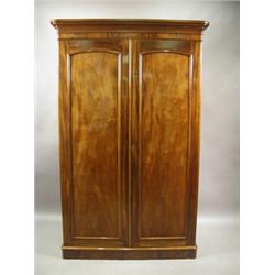 A Victorian mahogany wardrobe with two panelled doors, (with restoration), 133cm wide Est. 500/70...