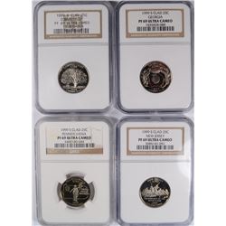 (4) SLABBED PROOF STATEHOOD QUARTERS (99 CT, 99 GA, 99 PA, 99 NJ) NGC PF-69 UC