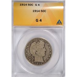 1914 BARBER HALF DOLLAR ANACS GOOD-4