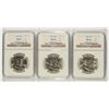 Image 1 : LOT OF ( 3 ) 1959 FRANKLIN HALF DOLLAR, NGC MS-64