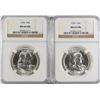 Image 1 : LOT OF ( 2 ) 1956 FRANKLIN HALF DOLLARS, NGC MS-64 FBL