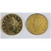 Image 1 : ( 2 ) 1883 NO CENT LIBERTY NICKELS BOTH GOLD PLATED TO LOOK LIKE A $5.00 GOLD