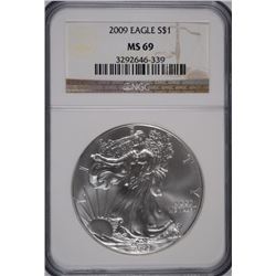 2009 SILVER AMERICAN EAGLE NGC MS-69