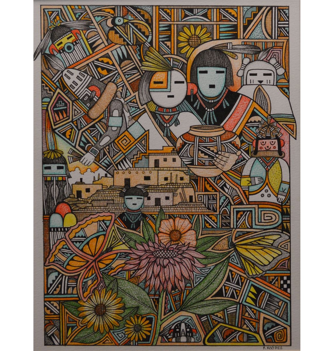 ORIGINAL HOPI PAINTING BY RON KOOPEE