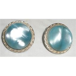 VINTAGE *WWII* EARRINGS WITH LIGHT BLUE STONES STAMPED *JAPAN*!! EARRINGS CAME OUT OF SAFE!!