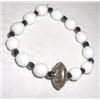 Image 1 : VINTAGE BRACELET WUTH SILVER NATIVE AMERICAN ROUND SPHERE AND WHITE/BLACK BEADS!! BRACELET CAME OUT