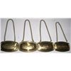 Image 1 : 4 TOTAL VINTAGE ALCOHOL HANGING LABEL TAGS ALL WITH CHAINS INCLUDING AND STAMPED *MADE IN ENGLAND-GI