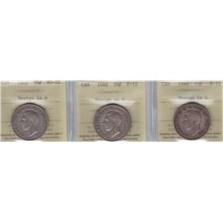 Lot of Three 1946 ICCS Graded Fifty Cents