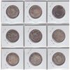 Image 1 : Collection of Nine Canadian Fifty Cents with Minor Varieties