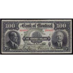 1923 Bank of Montreal One Hundred Dollars