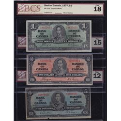 1937 Bank of Canada $1 - $50 Set