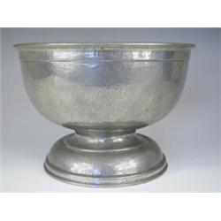 A Tudric pewter planished punch bowl, struck to base '0831, Tudric Pewter, Solkets, Made in En...