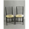 Image 1 : A pair of ebonised ladderback chairs, with rush seats Est. 160/200...