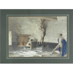 William Russell Flint FRANCINE, MARIE AND SIMON a calendar print, reproduction in colours,...