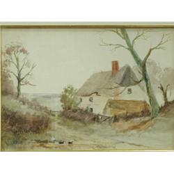 Henry John Sylvester Stannard VIEW OF A COUNTRY COTTAGE watercolour, 25 x 34cm Est. 150/...