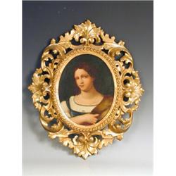Italian School PORTRAIT OF A GIRL oil on panel, in a carved gilt frame, frame 40cm high ...